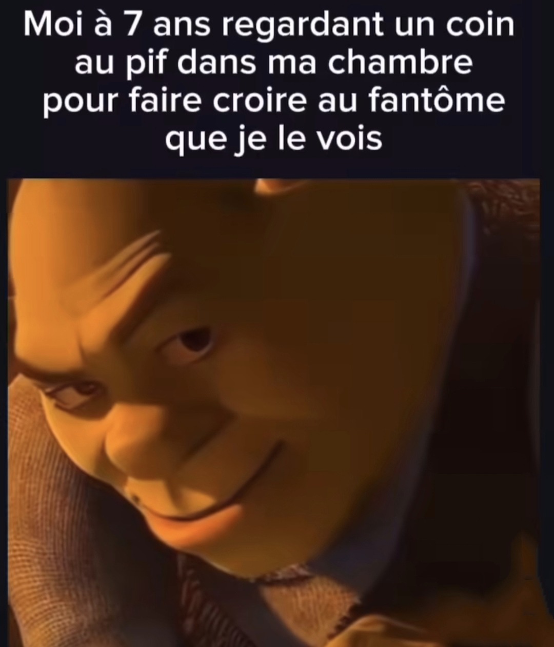 Moi à 7 piges en train d'starrer un coin pour faire croire au fantôme que j'le crame - meme
