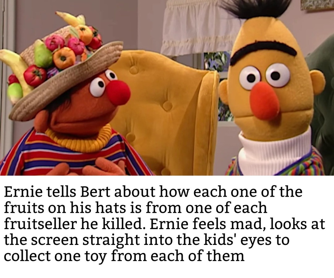Ernie prepares to commit a hate crime - meme