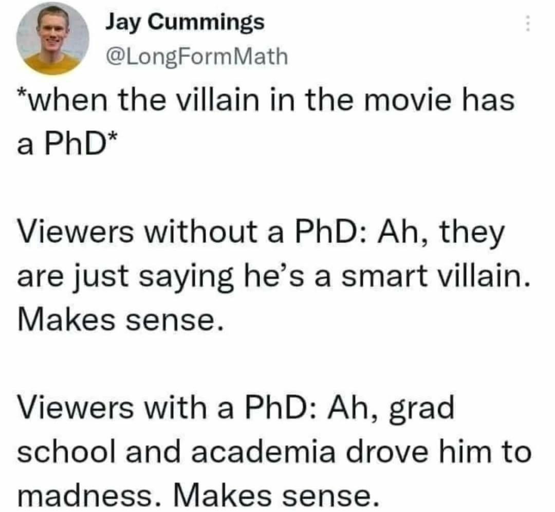 Villains and PhDs - meme