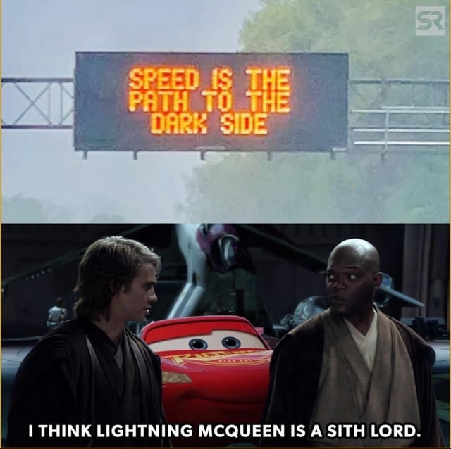 Lightning McQueen has Sith Lord energy and no one's ready - meme