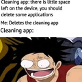 Deleting cleaning app