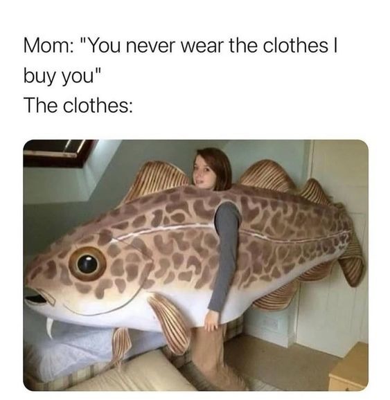 Hand-me-down from sister who now identifies as carp - meme