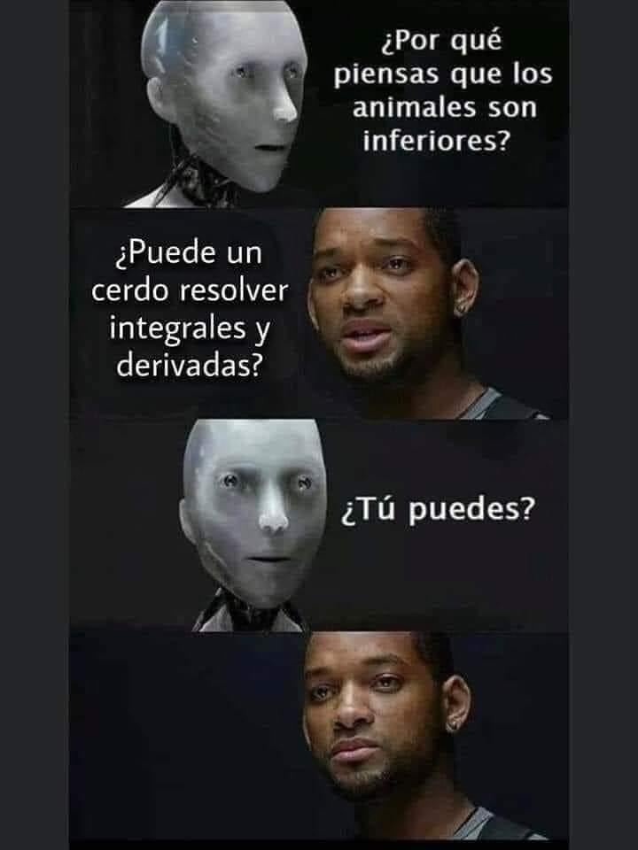 ¿Por qué piensas que los animales son inferiores? Un cerdo puede resolver integrales, ¿y tú? - meme