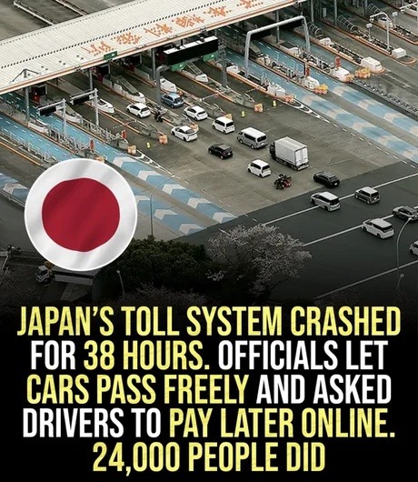 Japan trusted people and 24,000 actually paid... this ain’t America - meme