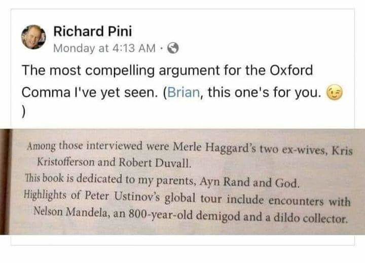 Y'all need the Oxford Comma - meme