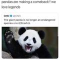 Giant panda is no longer an endangered species