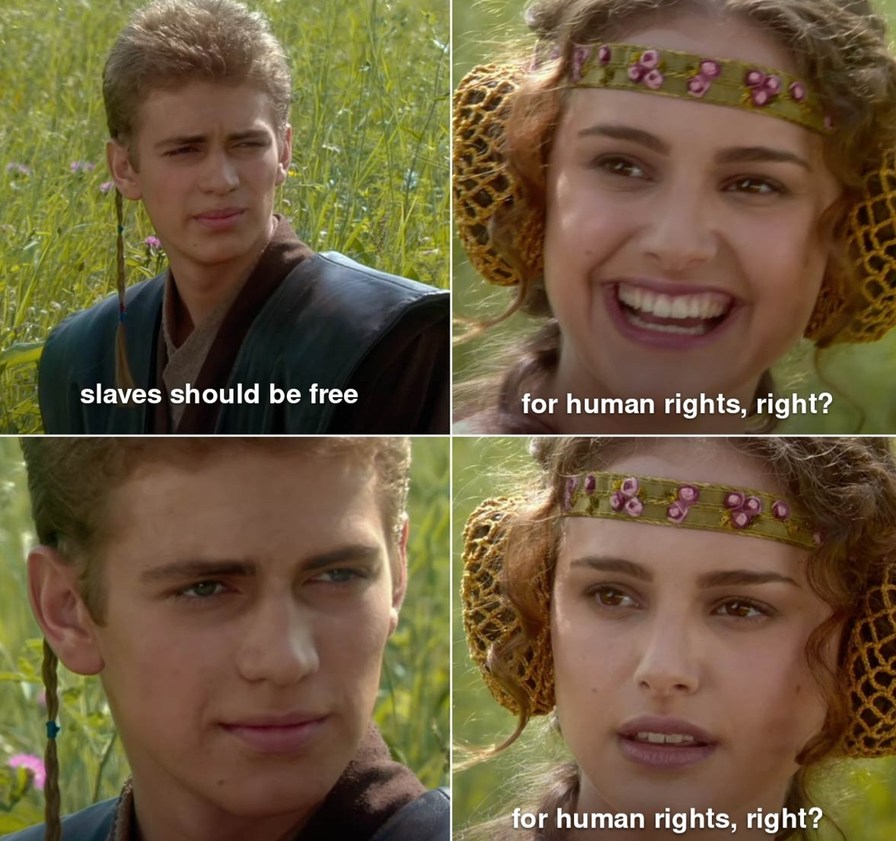 For human rights, right? - meme