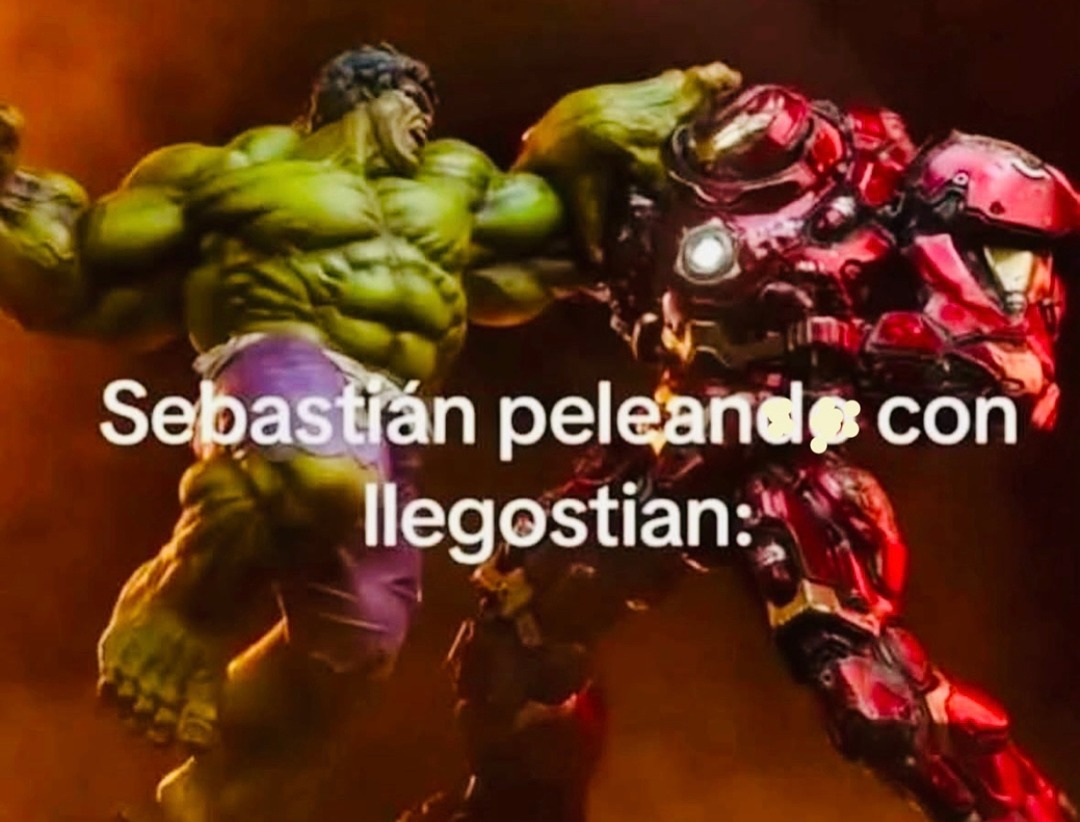 Sebastiáán dándose de cates con Ilegostian como si fuera final de anime - meme