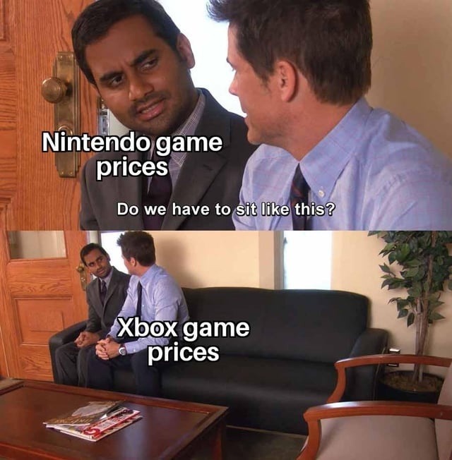 Nintendo game prices got us sitting like it’s a hostage situation - meme