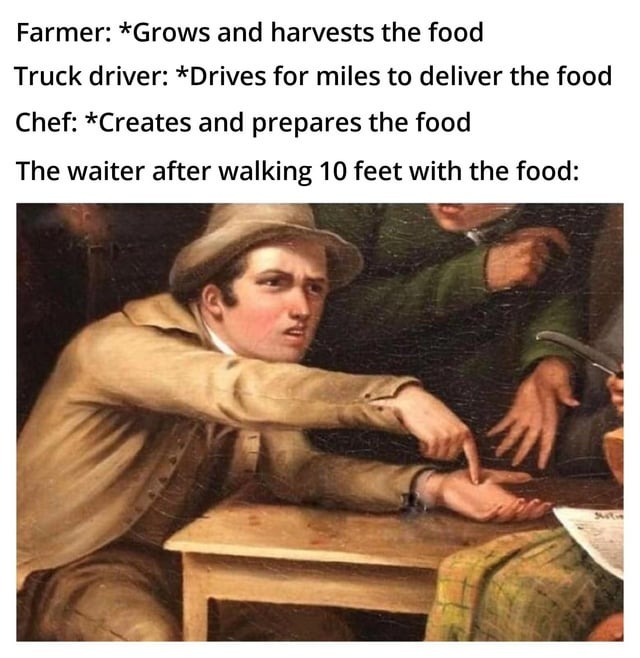 Waiter tips - meme