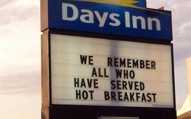 Sign Spacing Problem - Those also serve who only stand and wait on breakfast tables? - meme