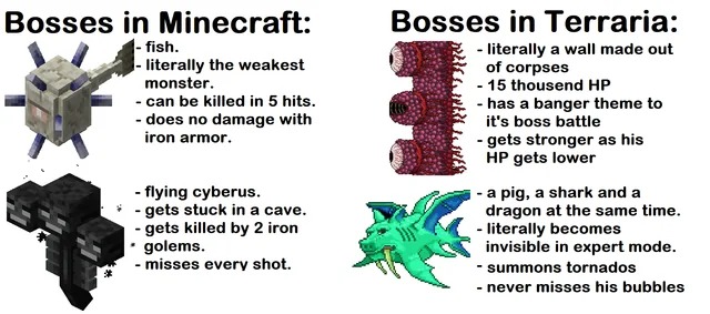 Minecraft vs Terraria - meme