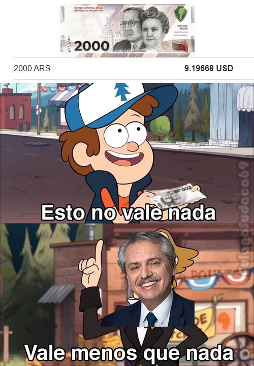 El billete más grande de Argentina vale menos de 10 dólares... menos mal que tomé clases de remo. - meme