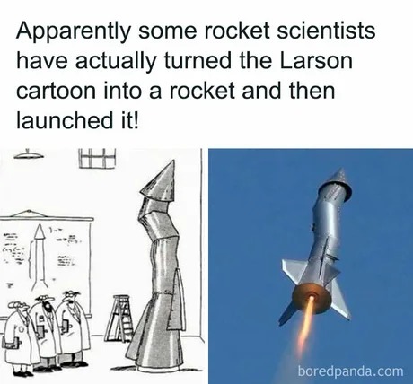 Larson cartoon rocket - meme