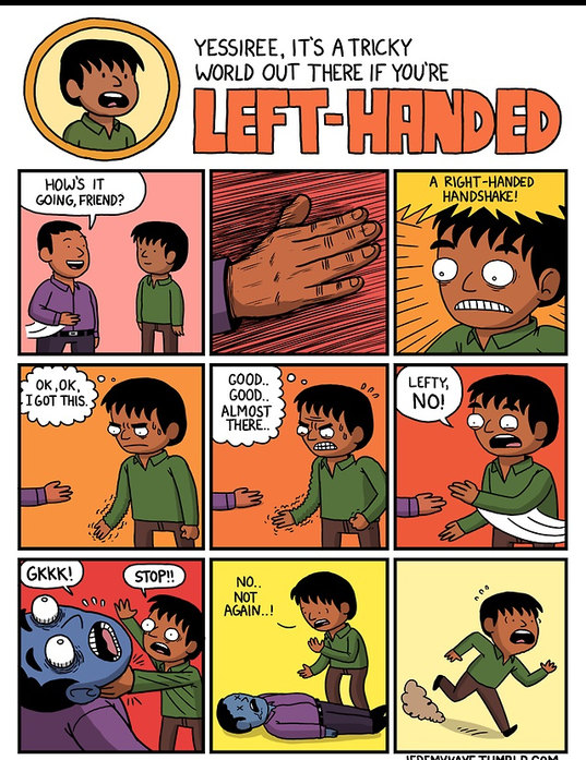 Left-handed people problems - meme