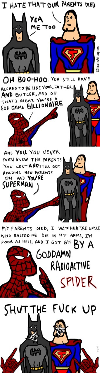 Batman is awesome.......but Spidey has a point here - meme