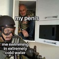 My penis hides when I swim in cold water