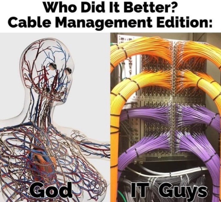 YOU HAVE BAD CABLE MANAGEMENT. PULL THEM OUT! PULL THEM OUT!! AHHHHJHHHH - meme