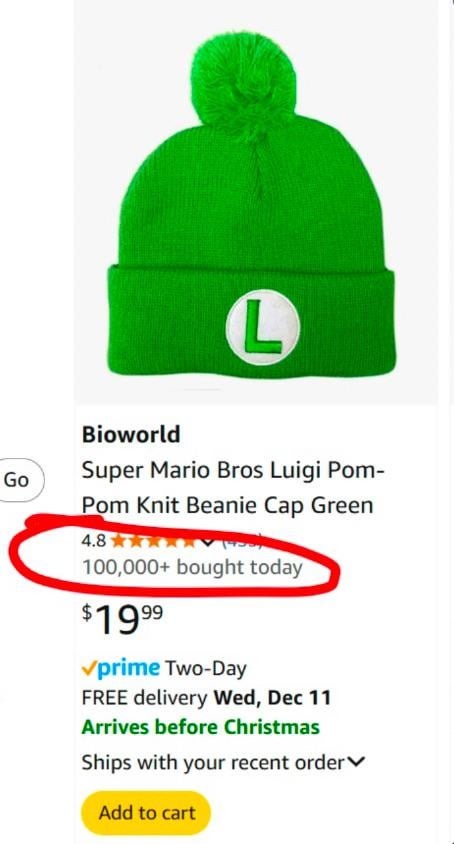 Luigi hats stonks - meme