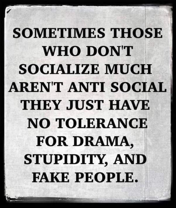 Not antisocial, just allergic to drama and fake vibes - meme