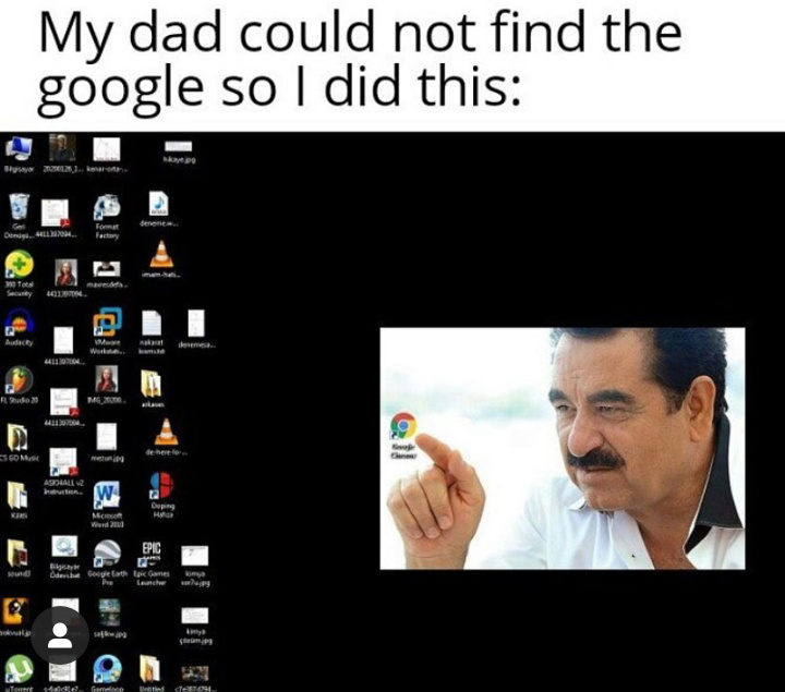 Mon père a dit qu'il ne trouvait pas l'icône Google - meme