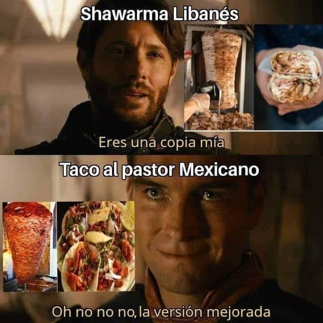 Shawarma Libanés vs Taco al pastor mexicano - meme