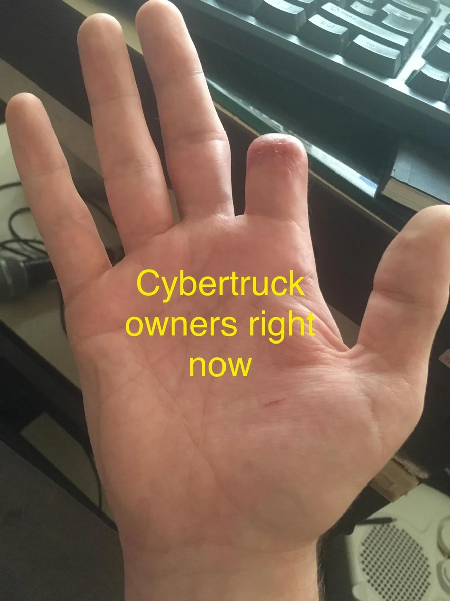 Cybertruck owner's hands - meme