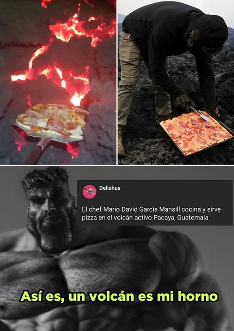 Pizza de volcán - meme