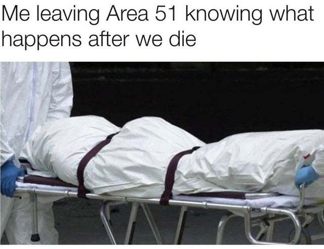 Me leaving Area 51 knowing what happens after we die - meme