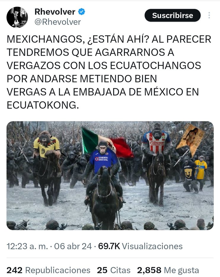 Contexto: la policia/ejercito de Ecuador irrumpió la embajada de Mexico en Quito para capturar al correista Jorge Glas - meme