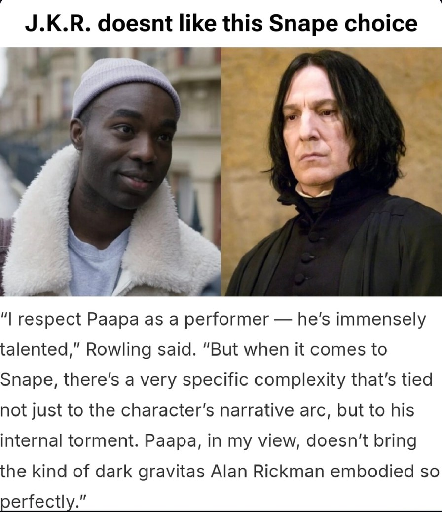 JK Rowling roasting new Snape like it's a spell - meme
