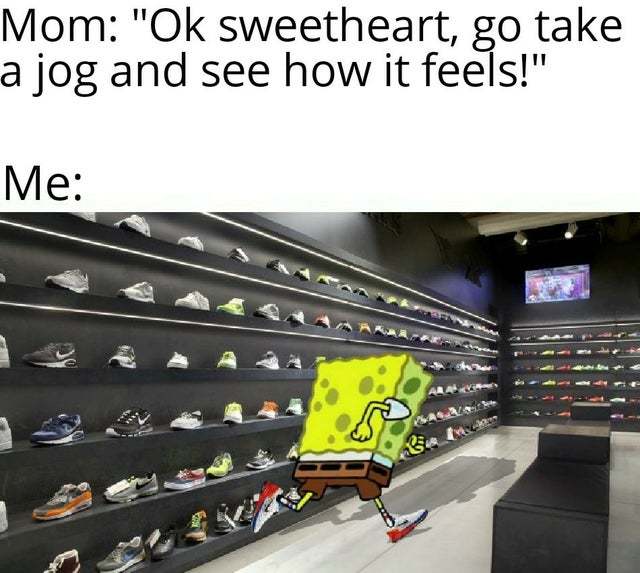 Trying sport shoes - meme