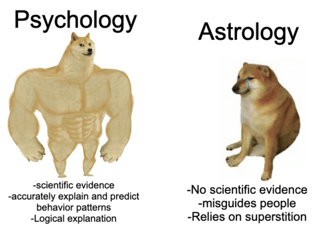Pcychology vs Astrology - meme