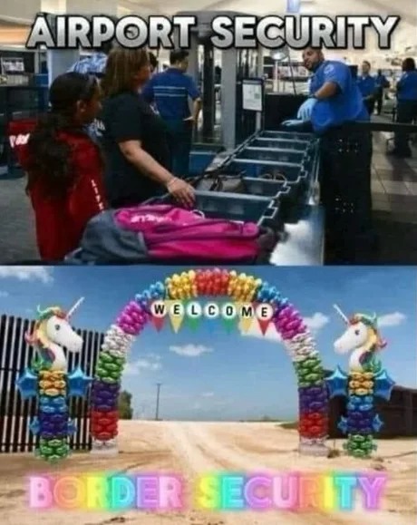 Airport vs Border security - meme
