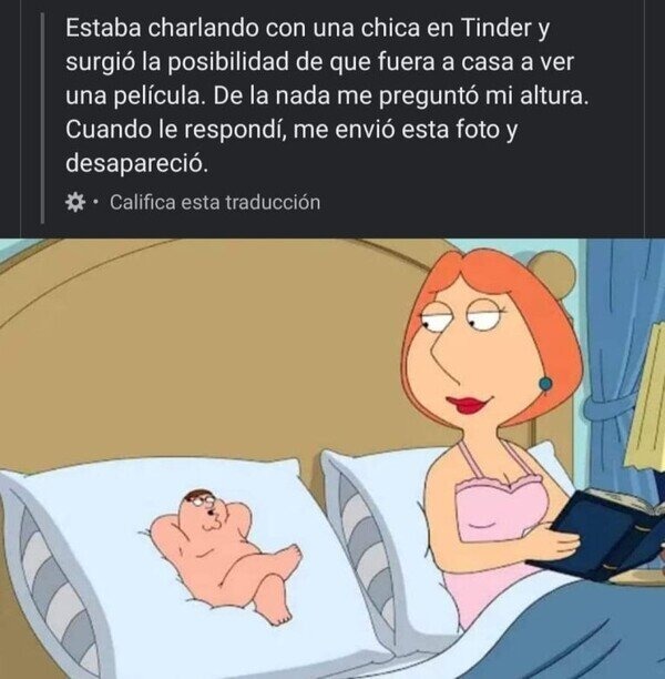 Discriminación por altura en Tinder - meme