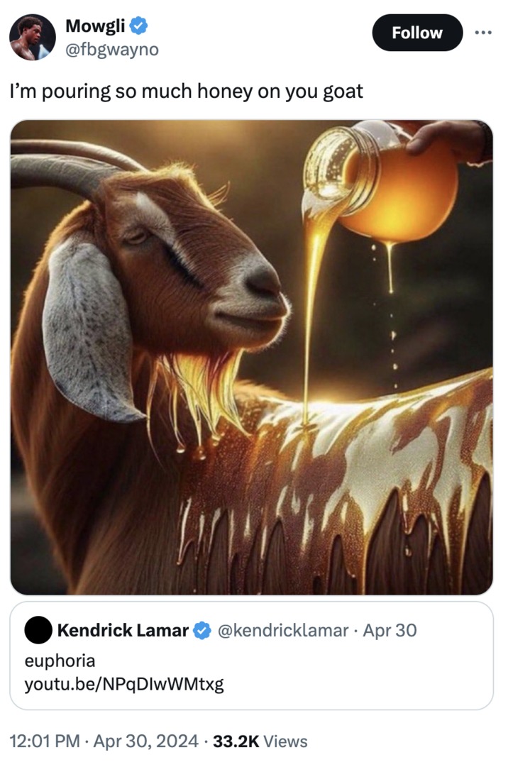 I'm pouring honey on you goat meme