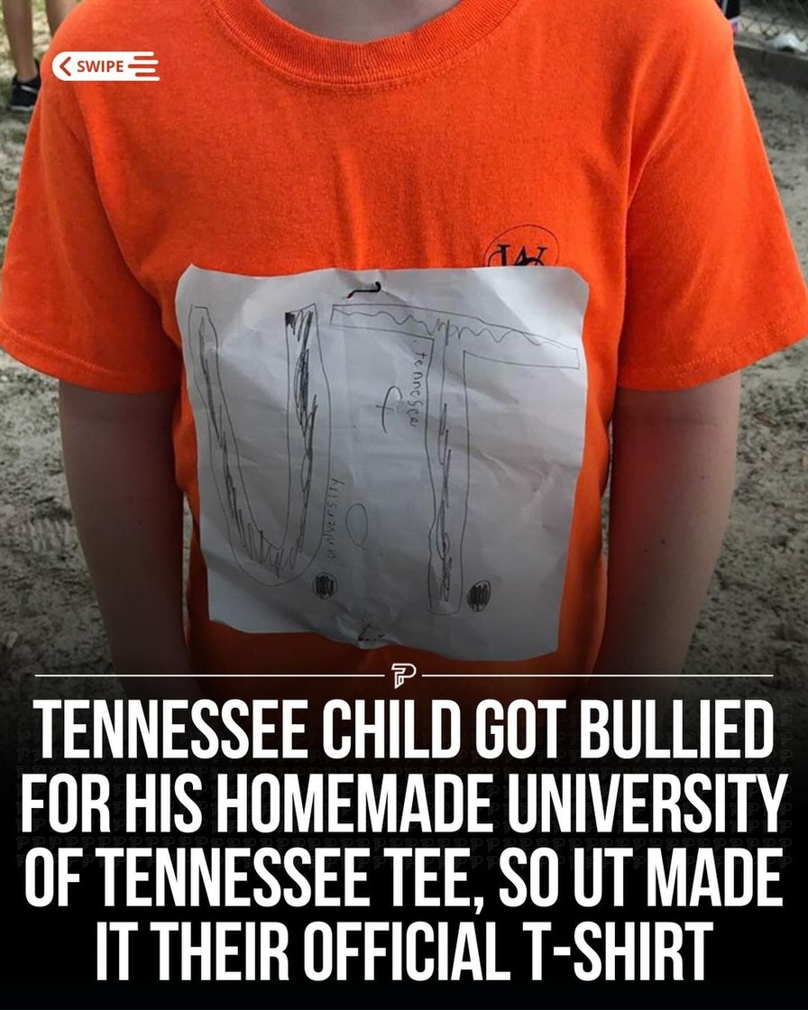 Back in 2019, a Florida elementary school student faced bullying for his homemade University of Tennessee tee on college colors day. - meme
