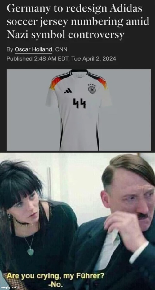 Germany fans banned from buying number 44 kits over Nazi symbolism lol - meme
