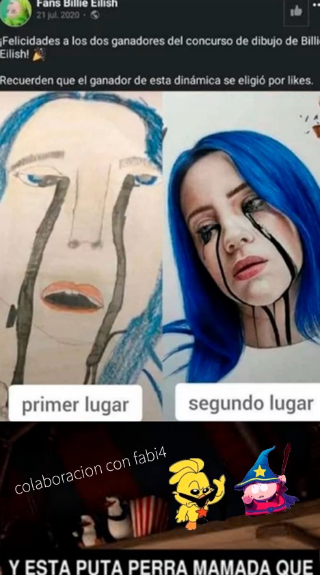 (colaboracion con fabi4 :boomer: ) que mamada :yaoming:, seguro el dibujo horrible de billie esta llorando petroleo o agua de la alcantarilla :lied: - meme