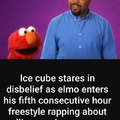 Fifth consecutive hour freestyle rapping by Elmo.