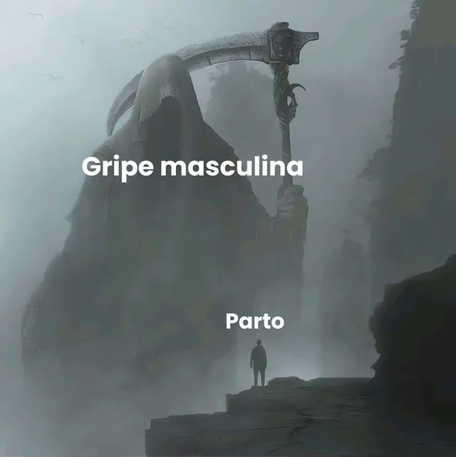Comparando la gripe masculina con un parto jajaja - meme