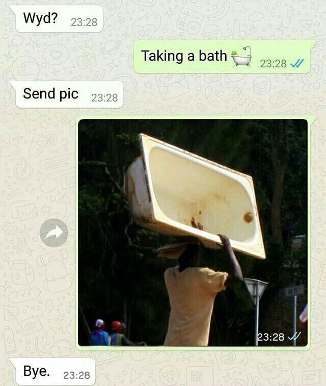 Masturbating while taking a bath - meme