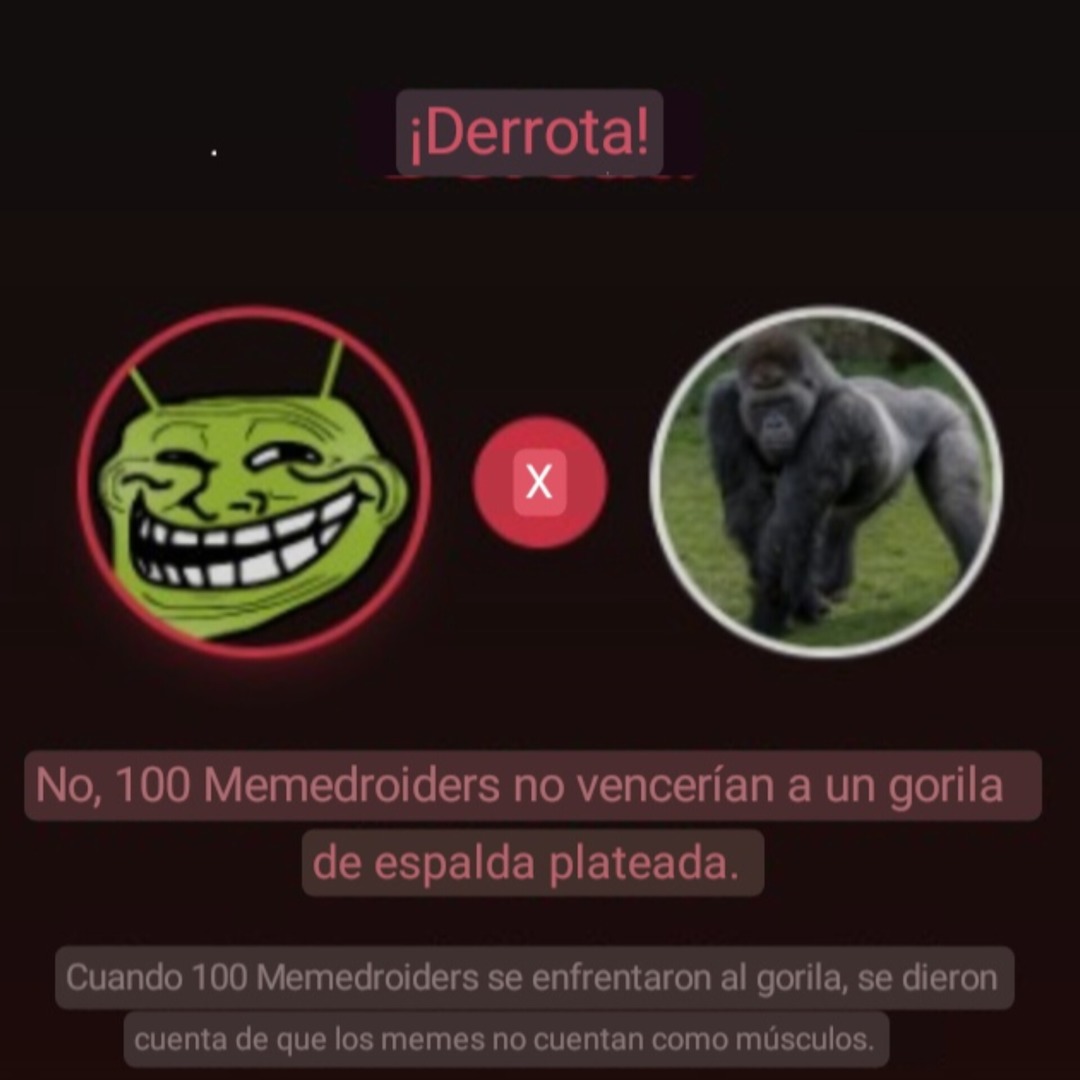 Men vs gorilla traducido con Google lens - meme