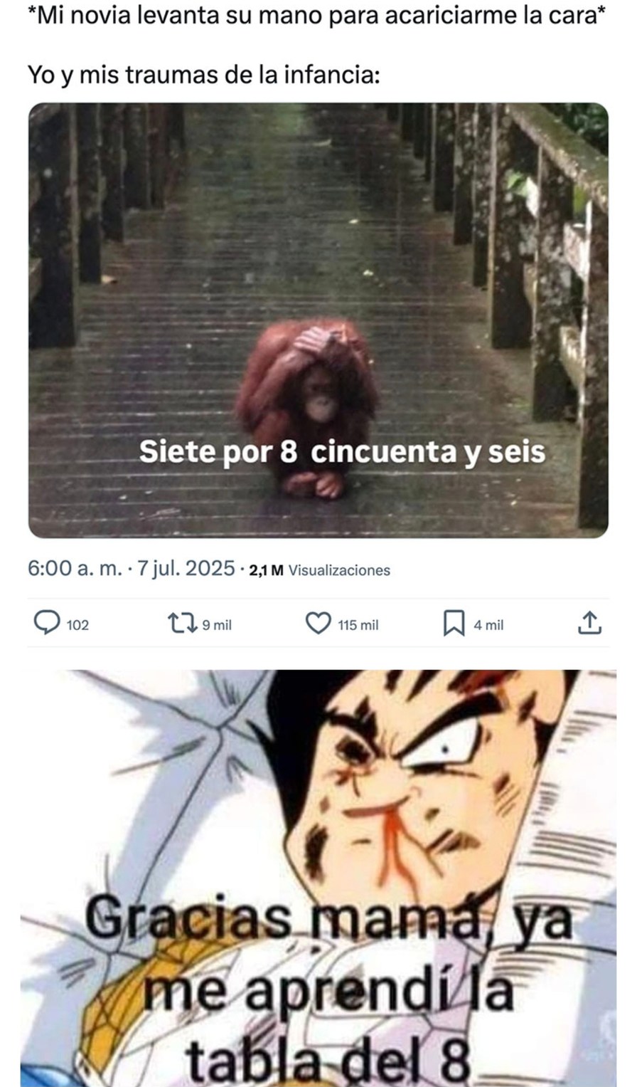 Trauma y tablas - meme