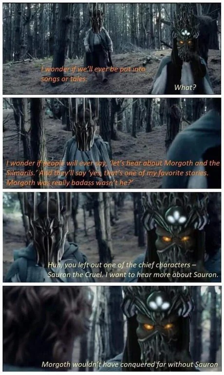 Beatiful moment between Sauron and Morgoth - meme