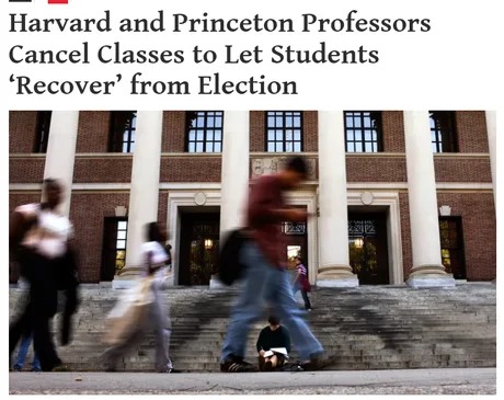Harvard and Princeton let students recover from election - meme