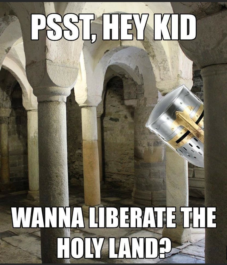 I can't go on a crusade all by myself. - meme