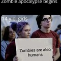 Zombies are also humans they say as people are being eaten