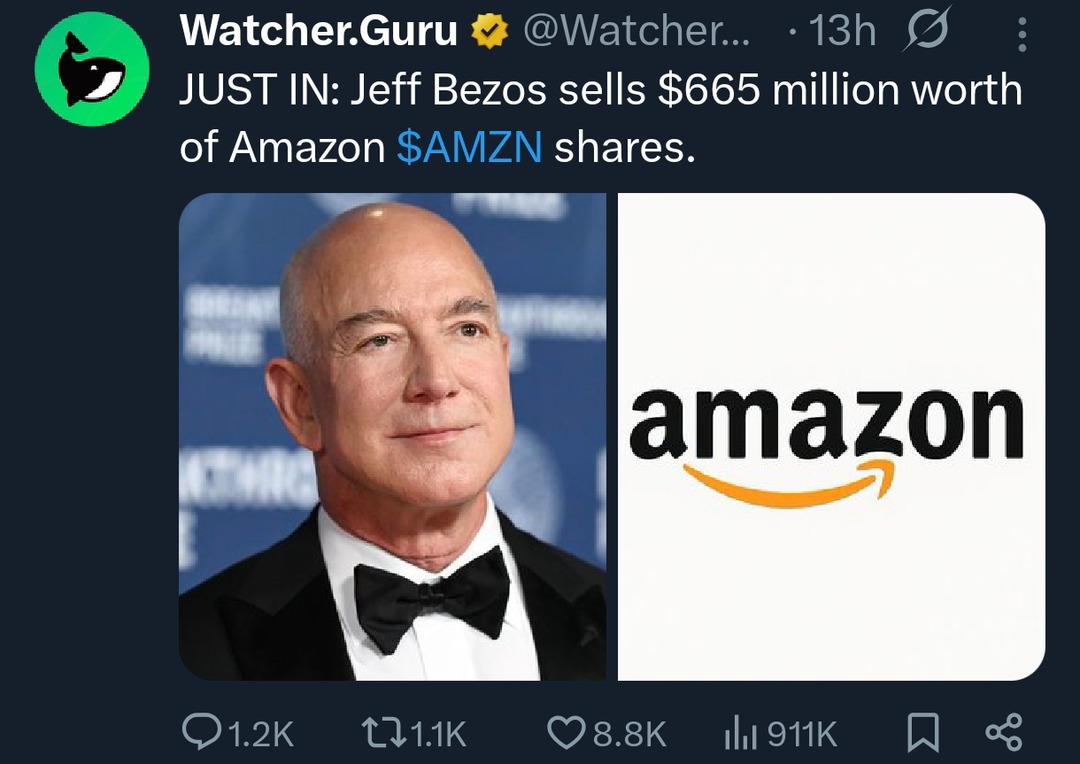 Jeff Bezos casually drops $665M in Amazon shares - meme