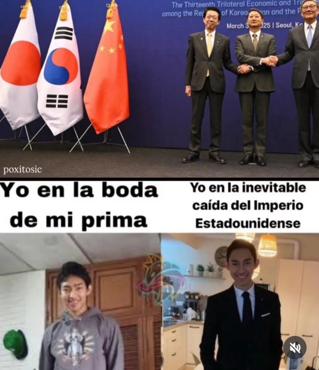 Yo en la boda / Yo en la caída del imperio estadounidense - meme